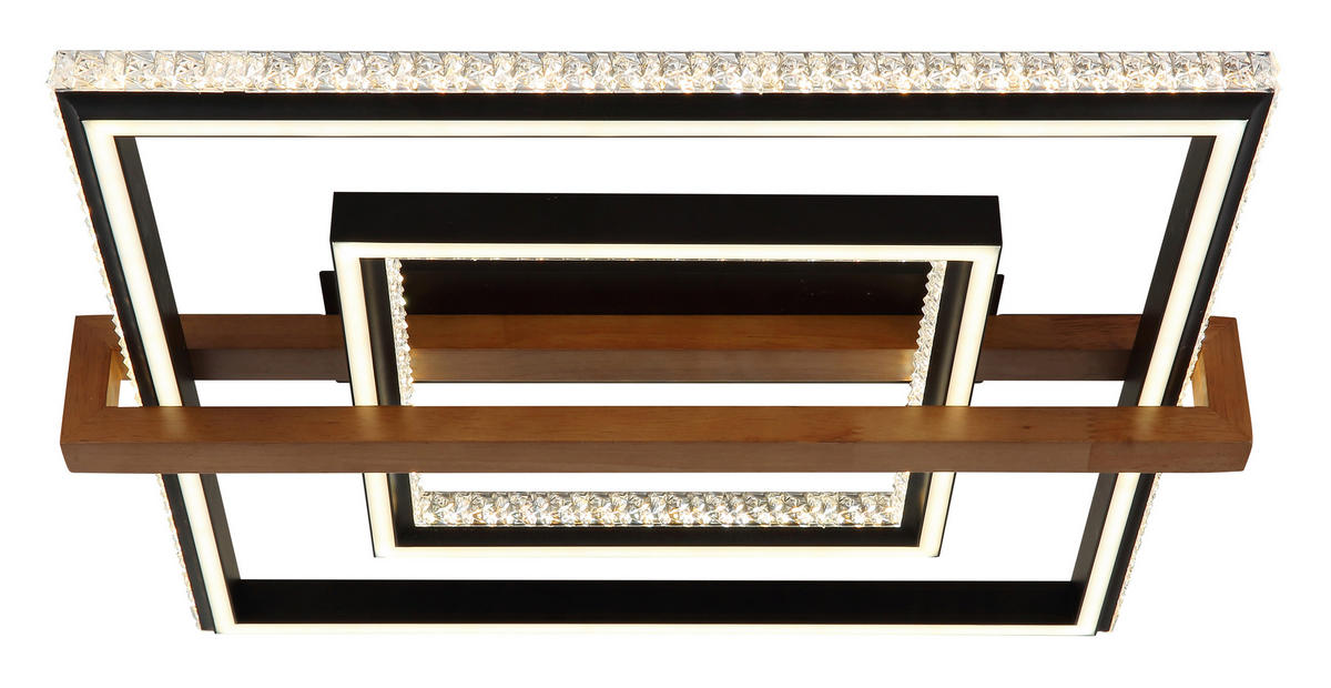 STROPNÍ LED SVÍTIDLO, 50/55/11,5 cm - tmavě hnědá/černá, Basics, kov/dřevo (50/55/11,5cm) - Globo
