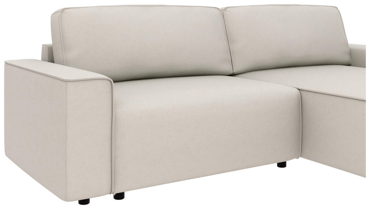 ECKSOFA in Struktur Sandfarben  - Sandfarben/Schwarz, Modern, Kunststoff/Textil (265/164cm) - Trendmanufaktur