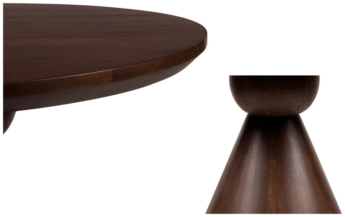 ESSTISCH Echtholz  Holz schnell aufzubauende und stabile Arbeitsfläche rund Walnussfarben  - Walnussfarben, MODERN, Holz (100cm) - Livetastic