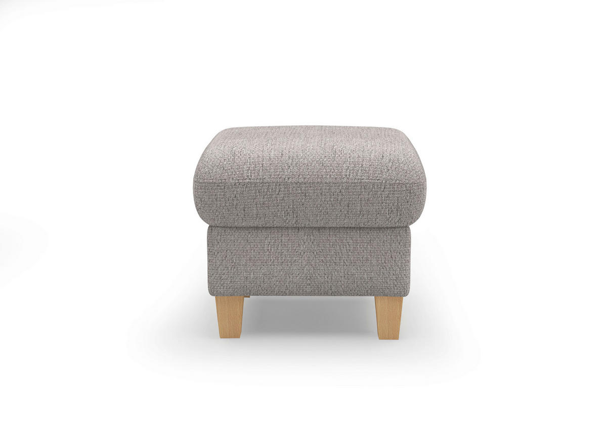 HOCKER GLENDALE E Chenille Silberfarben  - Eichefarben/Silberfarben, KONVENTIONELL, Holz/Textil (58/48/58cm) - Sit & More