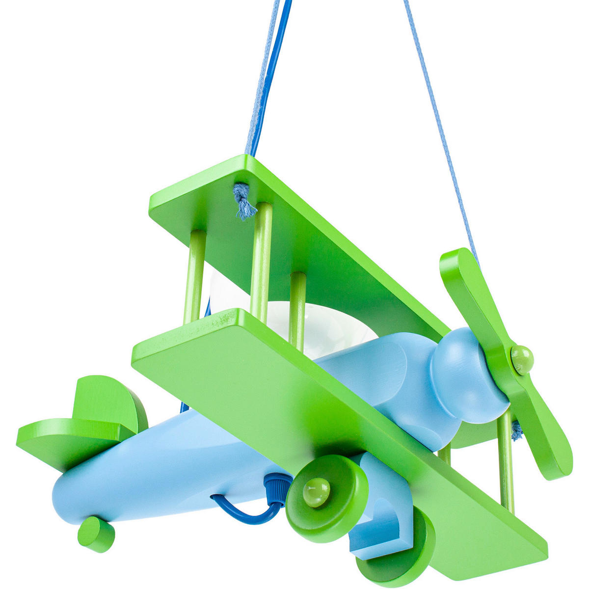 KINDERHÄNGELEUCHTE 29/31/75 cm   - Blau/Grün, KONVENTIONELL, Holz (29/31/75cm)