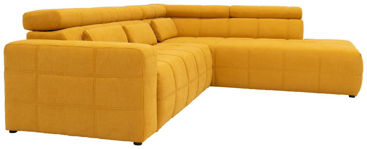 ECKSOFA Orange Mikrofaser  - Schwarz/Orange, Design, Kunststoff/Textil (275/228cm) - MID.YOU