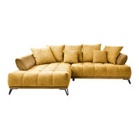 HÖRNSOFFA i chenille currygul  - currygul/svart, Modern, metall/textil (184/262cm) - MID.YOU