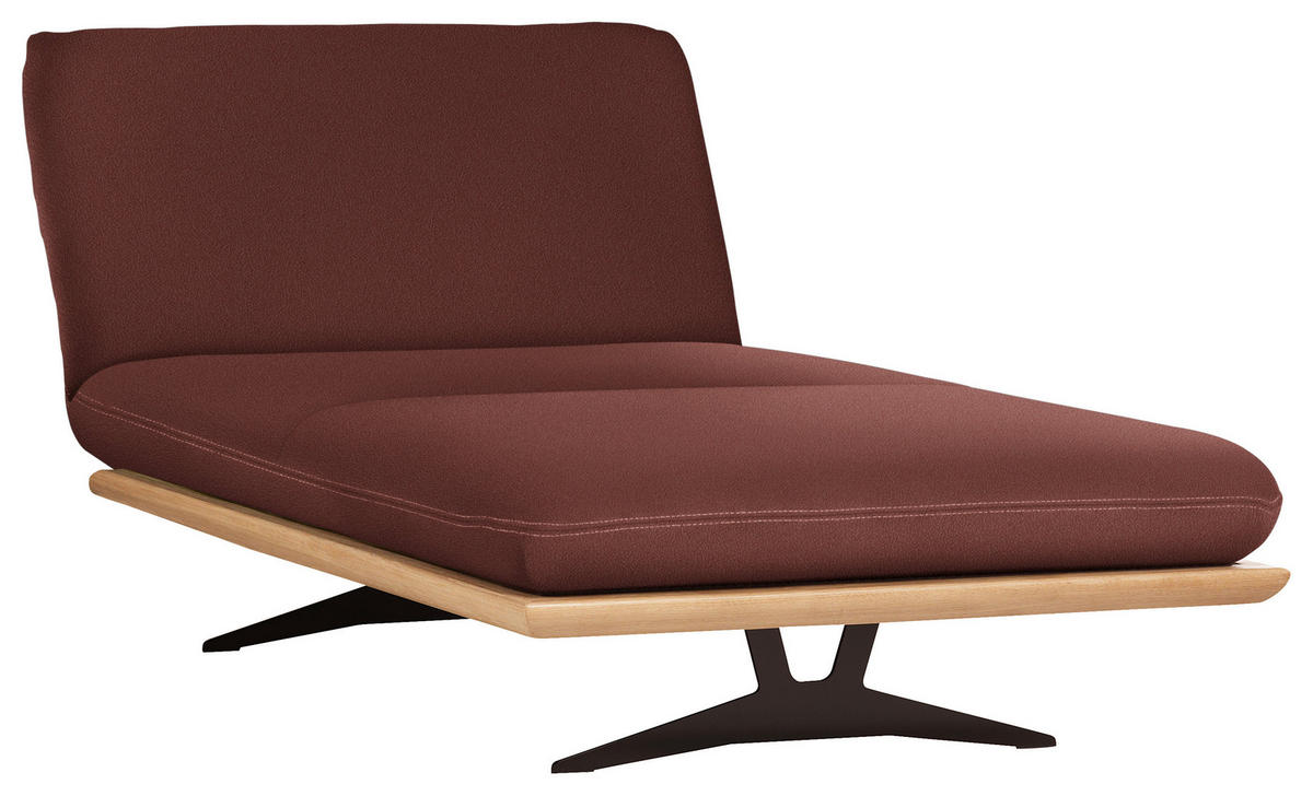 OTTOMANE Dunkelrot Echtleder  - Beige/Schwarz, Design, Leder/Holz (114/92/165-218cm) - Dieter Knoll