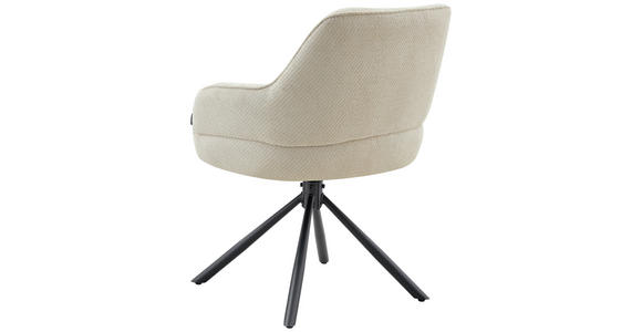 ARMLEHNSTUHL  Sitzfläche 360° drehbar, automatische Rückholfunktion Webstoff  - Beige/Schwarz, Design, Textil/Metall (62/86/65cm) - Carryhome