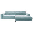 ECKSOFA Ottomane rechts  Hellblau Cord  - Schwarz/Hellblau, Design, Textil/Metall (296/207cm) - Dieter Knoll