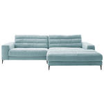 ECKSOFA  in Cord Hellblau  296/207 cm  - Schwarz/Hellblau, Design, Textil/Metall (296/207cm) - Dieter Knoll