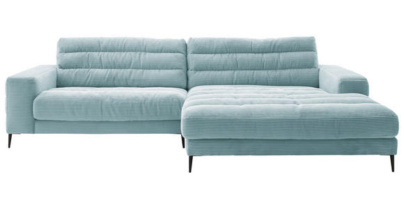 ECKSOFA Ottomane rechts  Hellblau Cord  - Schwarz/Hellblau, Design, Textil/Metall (296/207cm) - Dieter Knoll