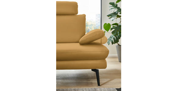 ECKSOFA Beldomo Premium in Echtleder Gelb  180/310 cm  - Gelb/Schwarz, Design, Leder/Metall (180/310cm) - Dieter Knoll