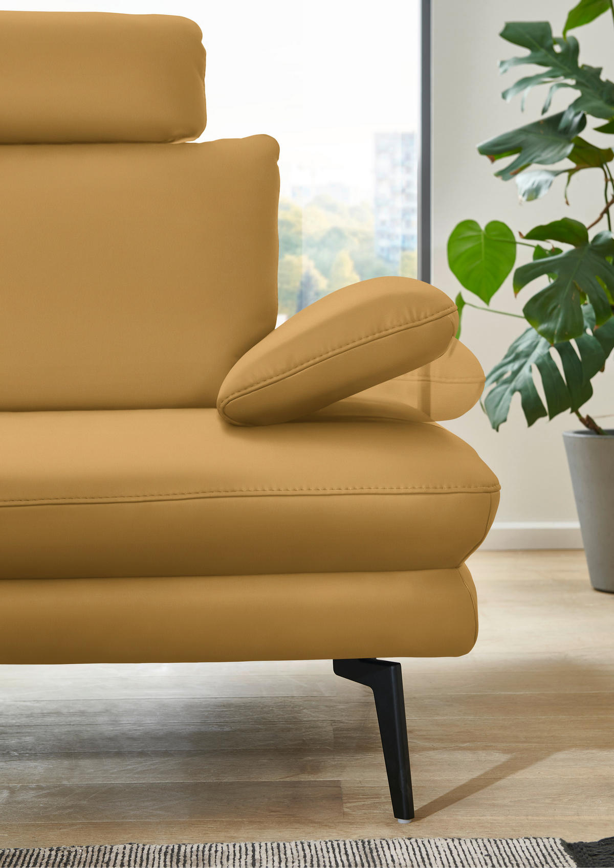 ECKSOFA in Echtleder Gelb  - Gelb/Schwarz, Design, Leder/Metall (180/310cm) - Dieter Knoll
