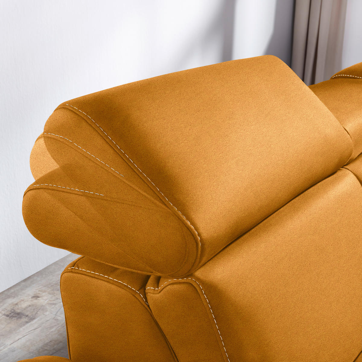 ECKSOFA in Flachgewebe, Mikrofaser Orange  271/242 cm  - Beige/Alufarben, Design, Textil/Metall (271/242cm) - Cantus