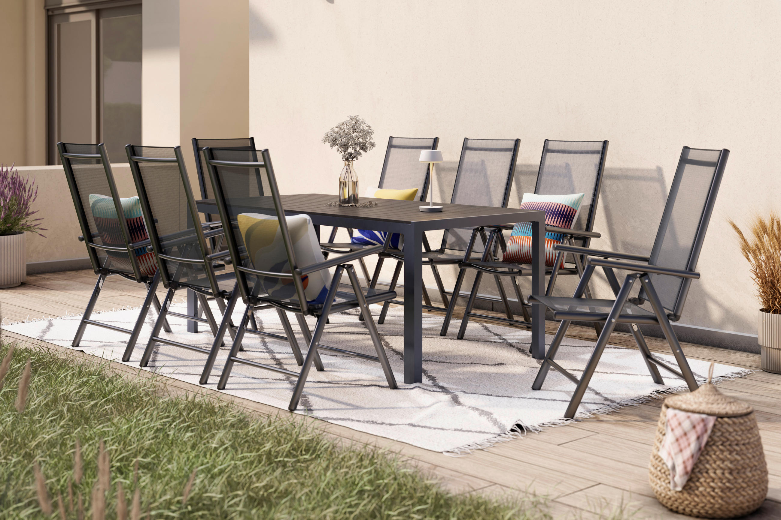 GARNITURA VRTNOG STOLA   metal, plastika, tekstil  antracit, crna    - crna/antracit, Moderno, metal/tekstil - Ambia Garden