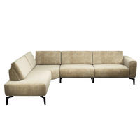 ECKSOFA in Samt Sandfarben  213/296 cm  - Sandfarben/Schwarz, Design, Textil/Metall (213/296cm) - SENSOO