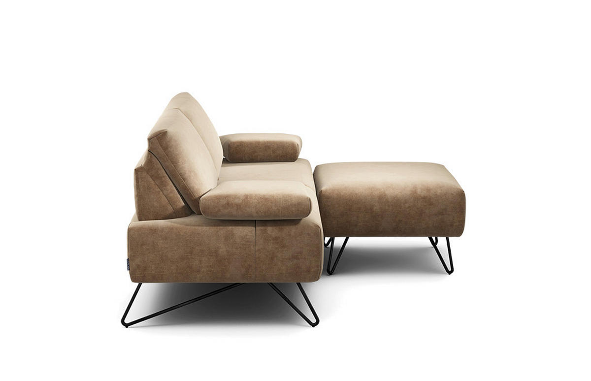 2-SITZER-SOFA Samt Sandfarben  - Sandfarben/Schwarz, Design, Textil/Metall (164-194/85/86-94cm) - SENSOO