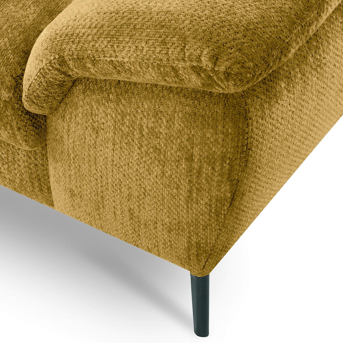 ECKSOFA  Webstoff Senfgelb  - Senfgelb/Schwarz, Design, Textil/Metall (195/268cm) - Livetastic