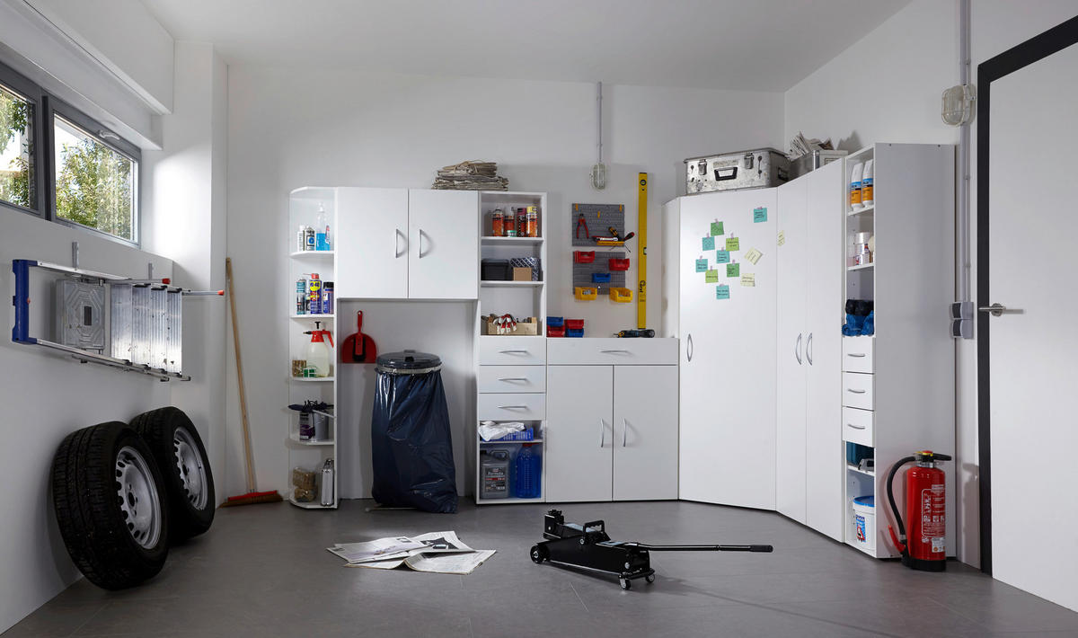 MEHRZWECKSCHRANK 45/185/54 cm  in Weiß  - Alufarben/Weiß, KONVENTIONELL, Holzwerkstoff/Kunststoff (45/185/54cm) - Xora