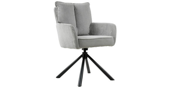 ARMLEHNSTUHL in Eisen Cord - Hellgrau/Schwarz, Design, Textil/Metall (61/90/67cm) - Carryhome