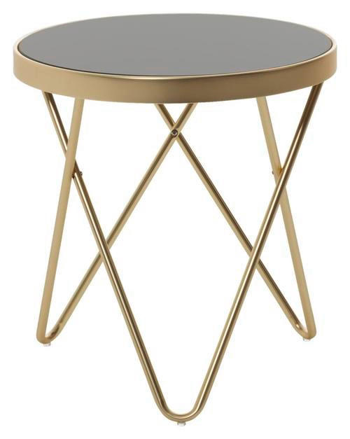 BEISTELLTISCH Schwarz, Goldfarben rund  - Goldfarben/Schwarz, Design, Glas/Metall (42/46cm) - MID.YOU