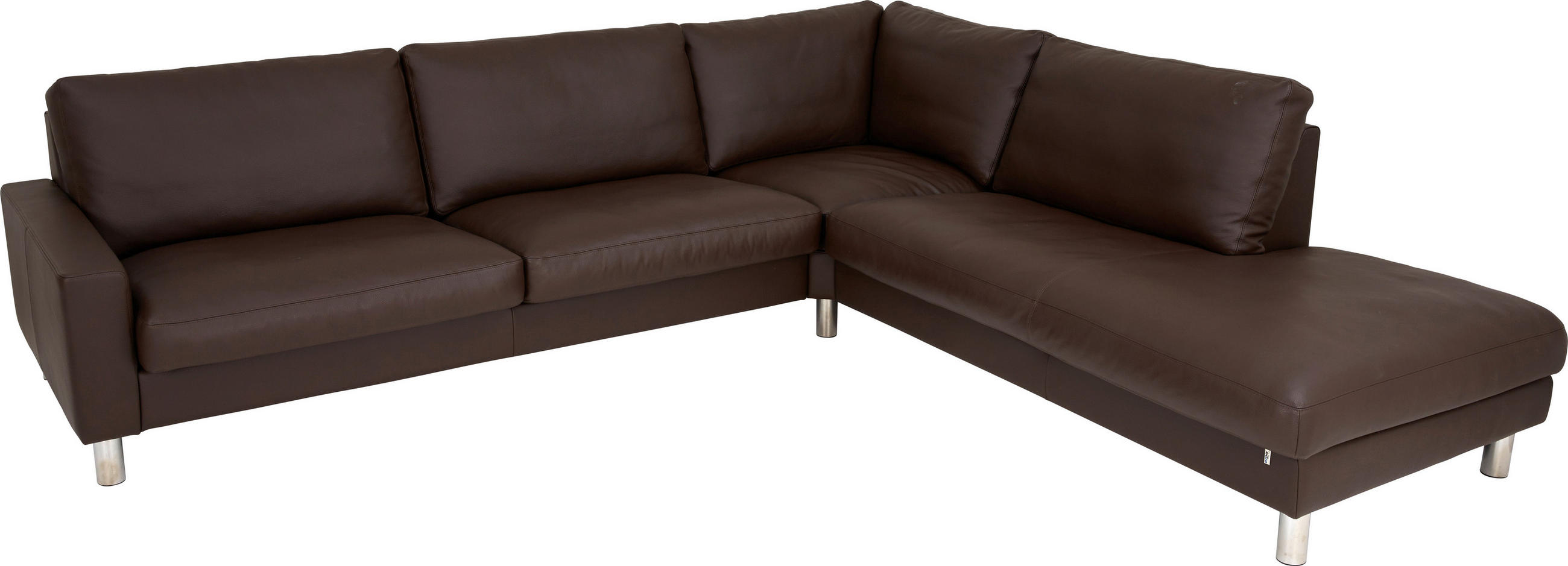 WOHNLANDSCHAFT Braun Echtleder - Chromfarben/Braun, KONVENTIONELL, Leder/Metall (275/252cm) - Erpo