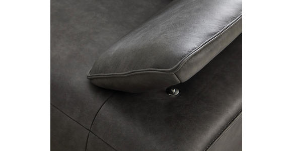 3-SITZER-SOFA Echtleder Schwarz  - Edelstahlfarben/Schwarz, Design, Leder/Metall (250/78/105cm) - Ambiente