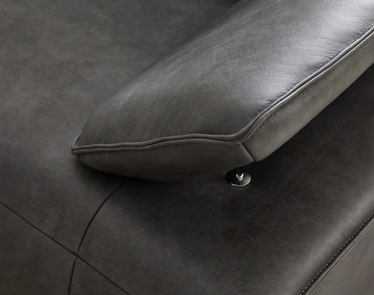 3-SITZER-SOFA in Echtleder Schwarz  - Edelstahlfarben/Schwarz, Design, Leder/Metall (250/78/105cm) - Johann Jakob