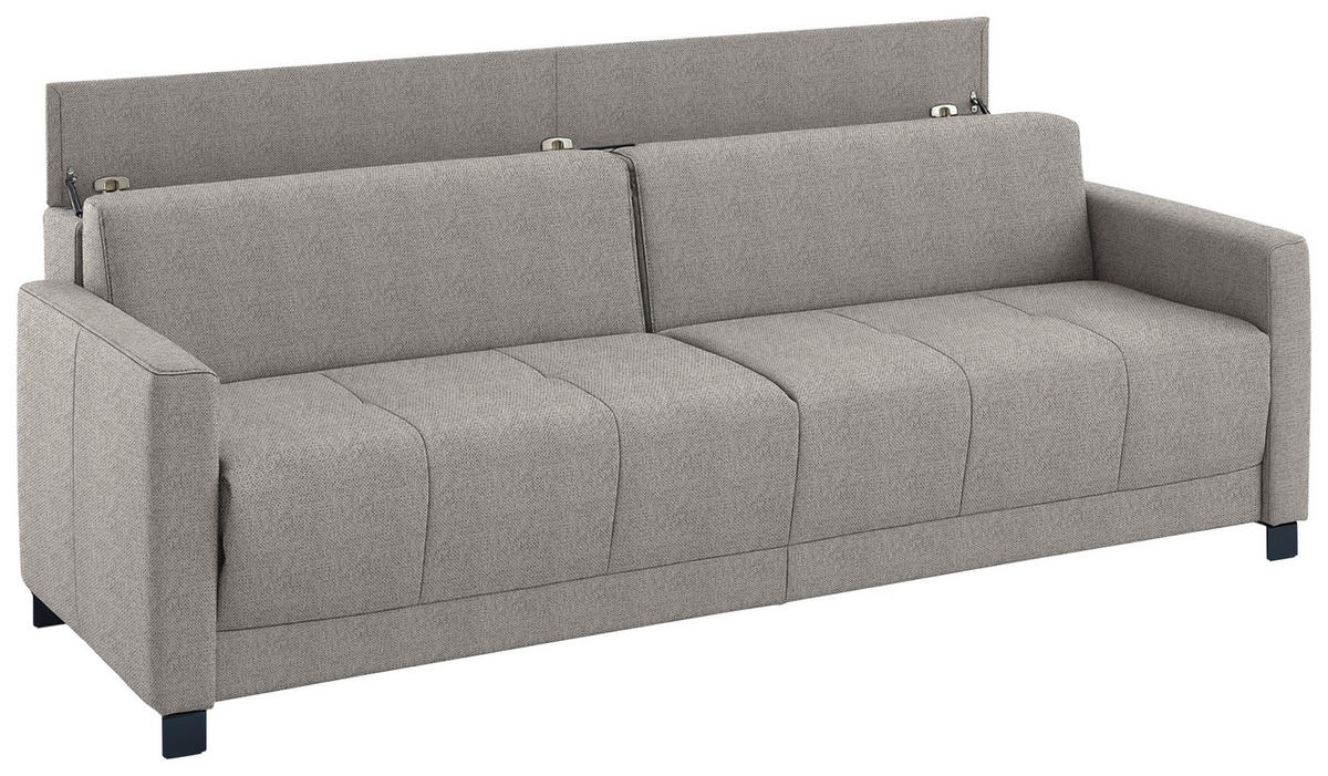 SCHLAFSOFA Flachgewebe Greige Stoffauswahl, Schlafen auf Sitzhöhe, Bettfunktion erhältlich, Armteil links, Armteil rechts, haustierfreundlicher Bezug  - Greige/Schwarz, Konventionell, Textil/Metall (232/77/116cm) - Dieter Knoll