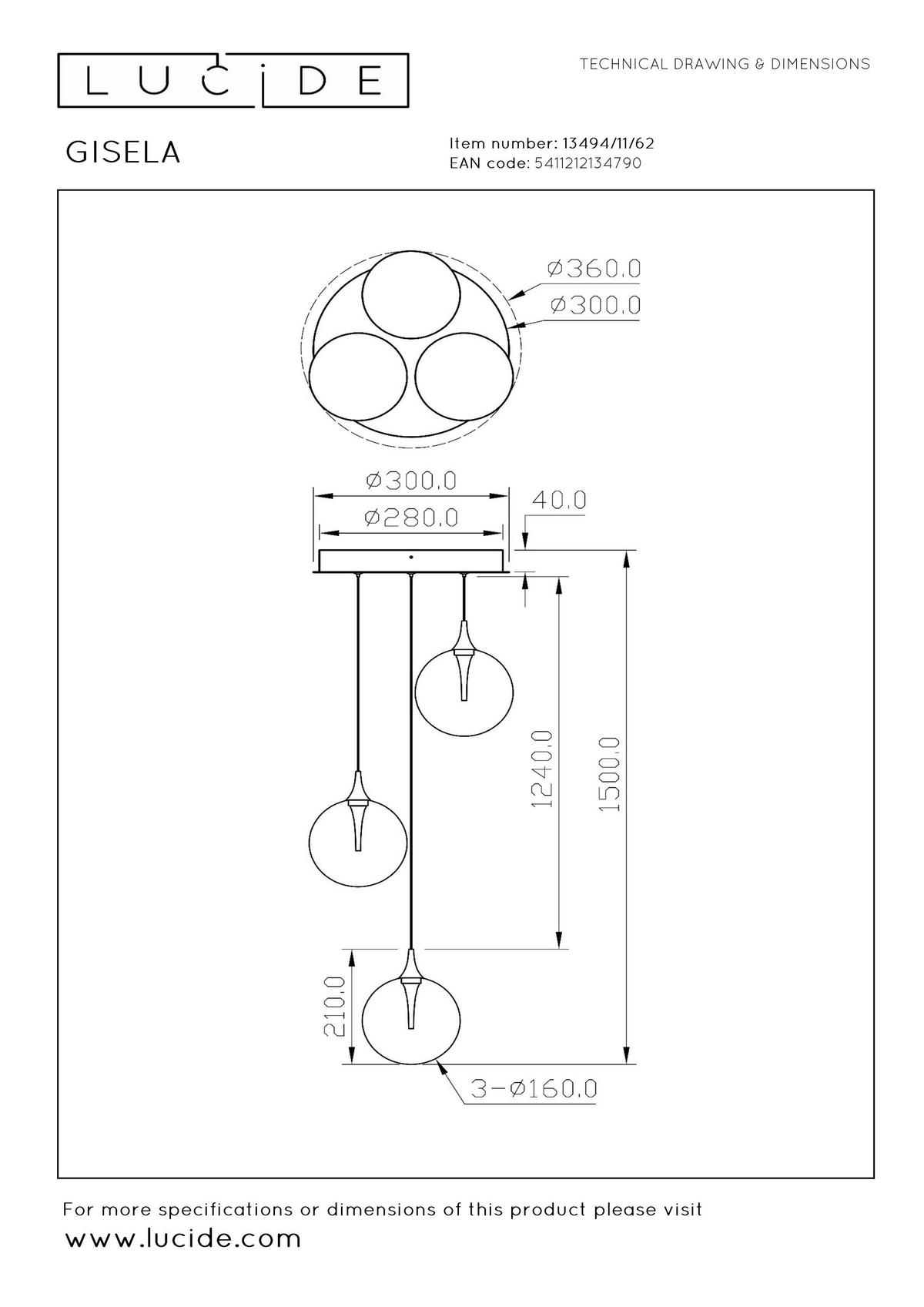 LED-HÄNGELEUCHTE 36/36/150 cm    - Design (36/36/150cm) - Lucide