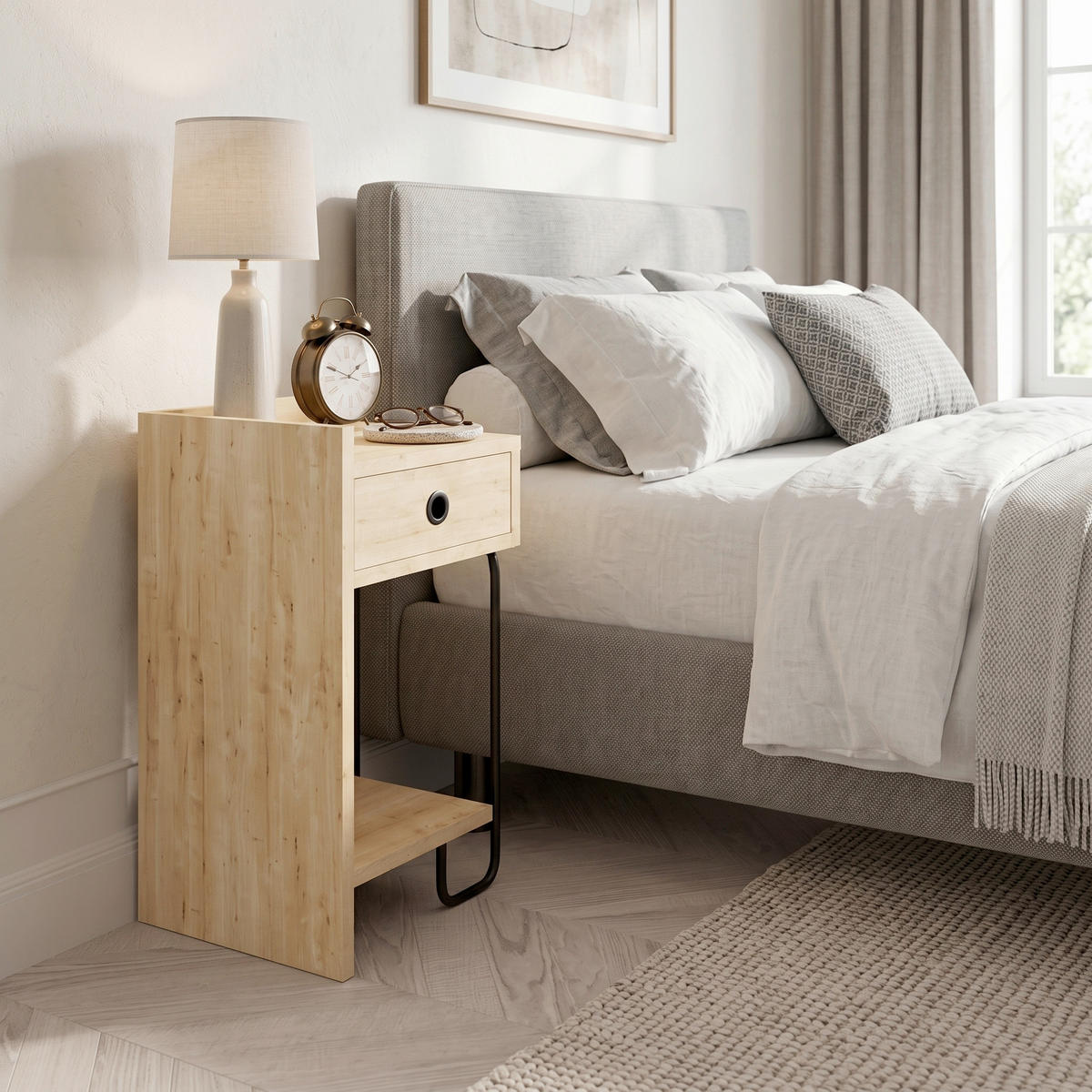 SÄNGBORD FÖR BARN - ekfärgad, Design, metall/trämaterial (32/61/30cm) - Livetastic