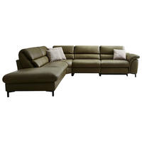 ECKSOFA in Echtleder Schlammfarben  - Schlammfarben/Schwarz, Design, Leder/Metall (246/280cm) - Hukla