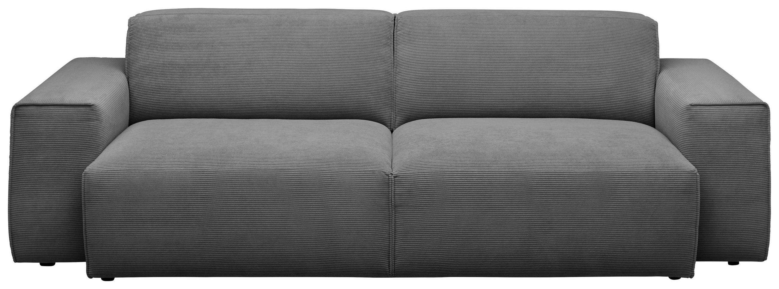 3-SITZER-SOFA Cord Anthrazit  - Anthrazit/Schwarz, Design, Kunststoff/Textil (236/71/101cm) - Pure Home Lifestyle