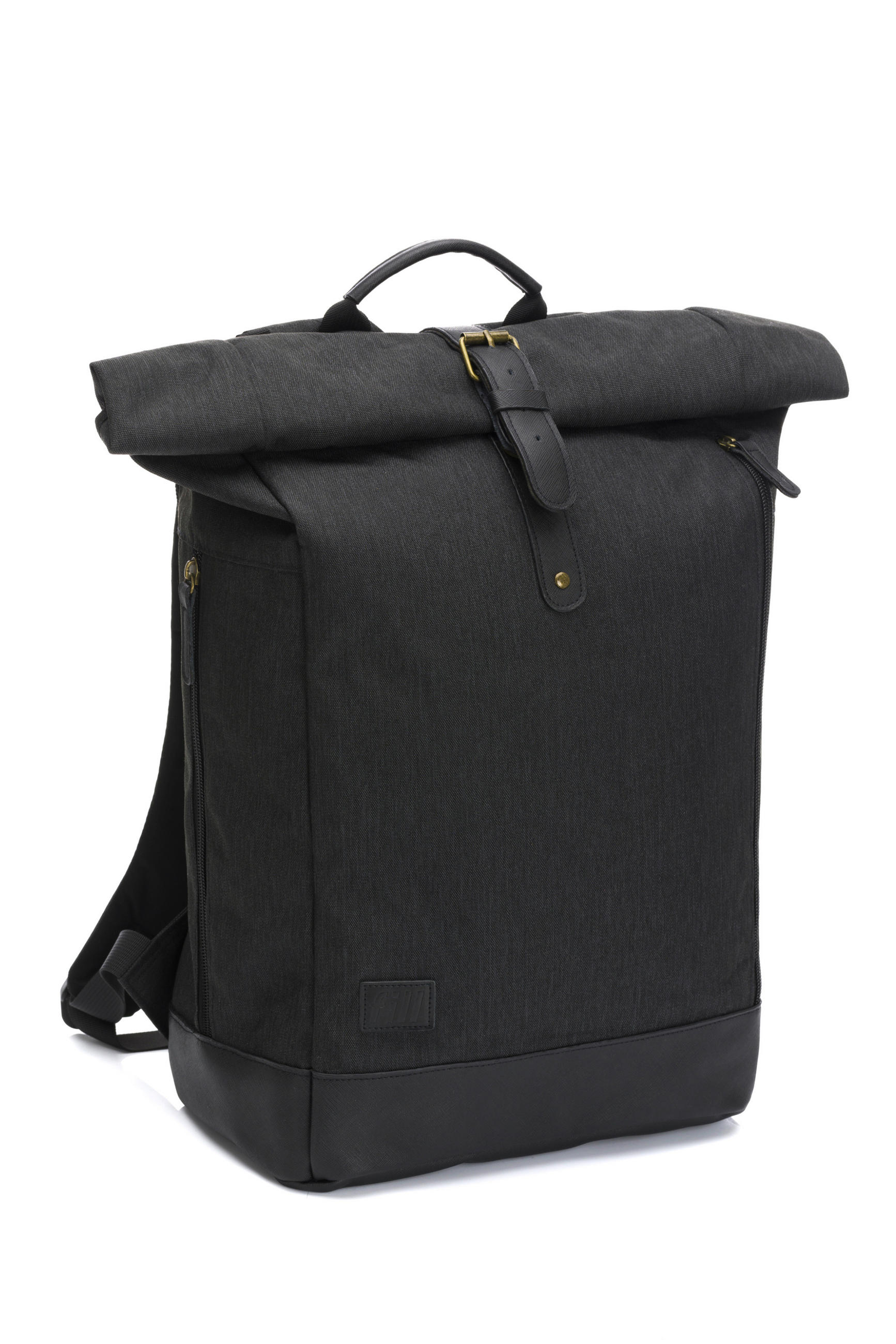 WICKELRUCKSACK  - Schwarz, Basics, Leder/Textil (53/39/16cm) - Fillikid