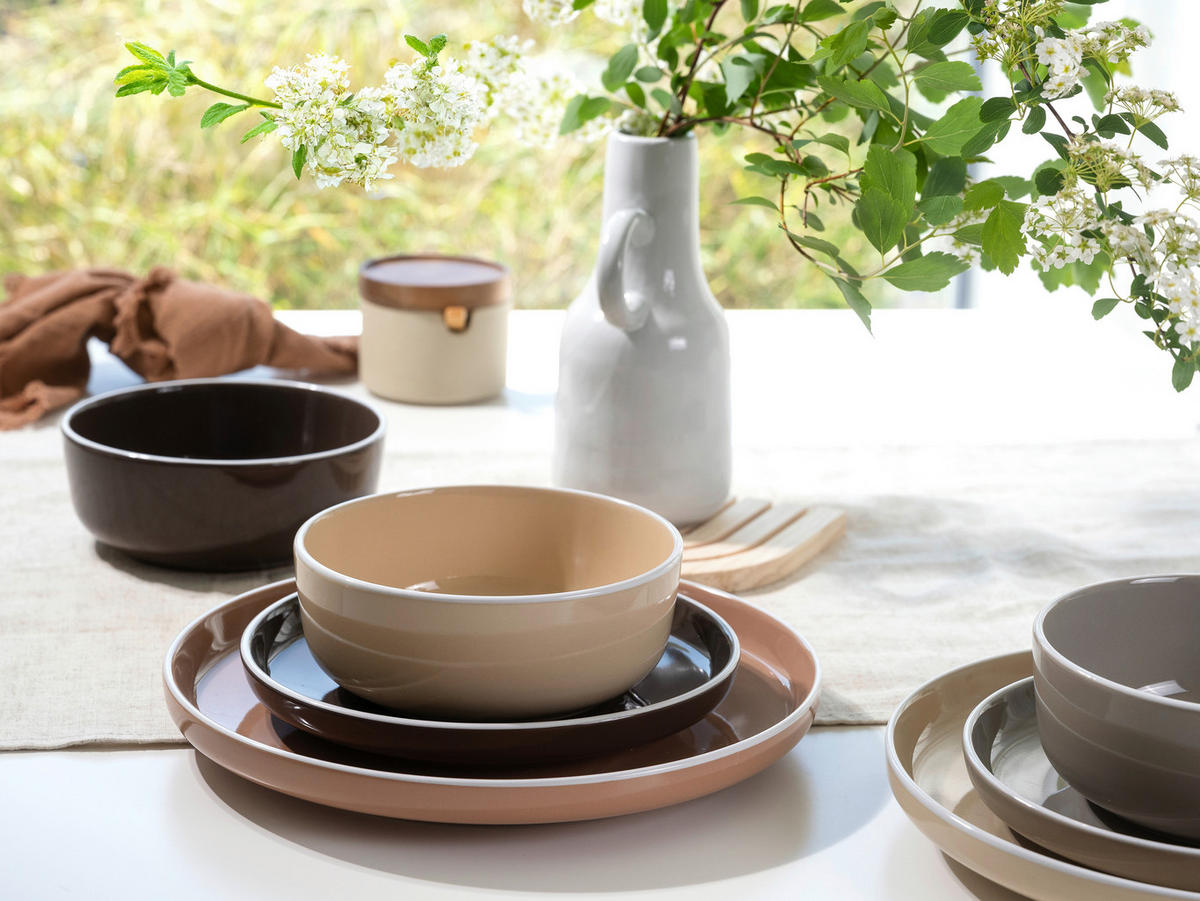 KOMBISERVICE Beige, Hellbraun, Mokka, Karamell Nordic Mocha Mousse 16-teilig 4 Personen  - Hellbraun/Beige, Basics, Keramik - Creatable