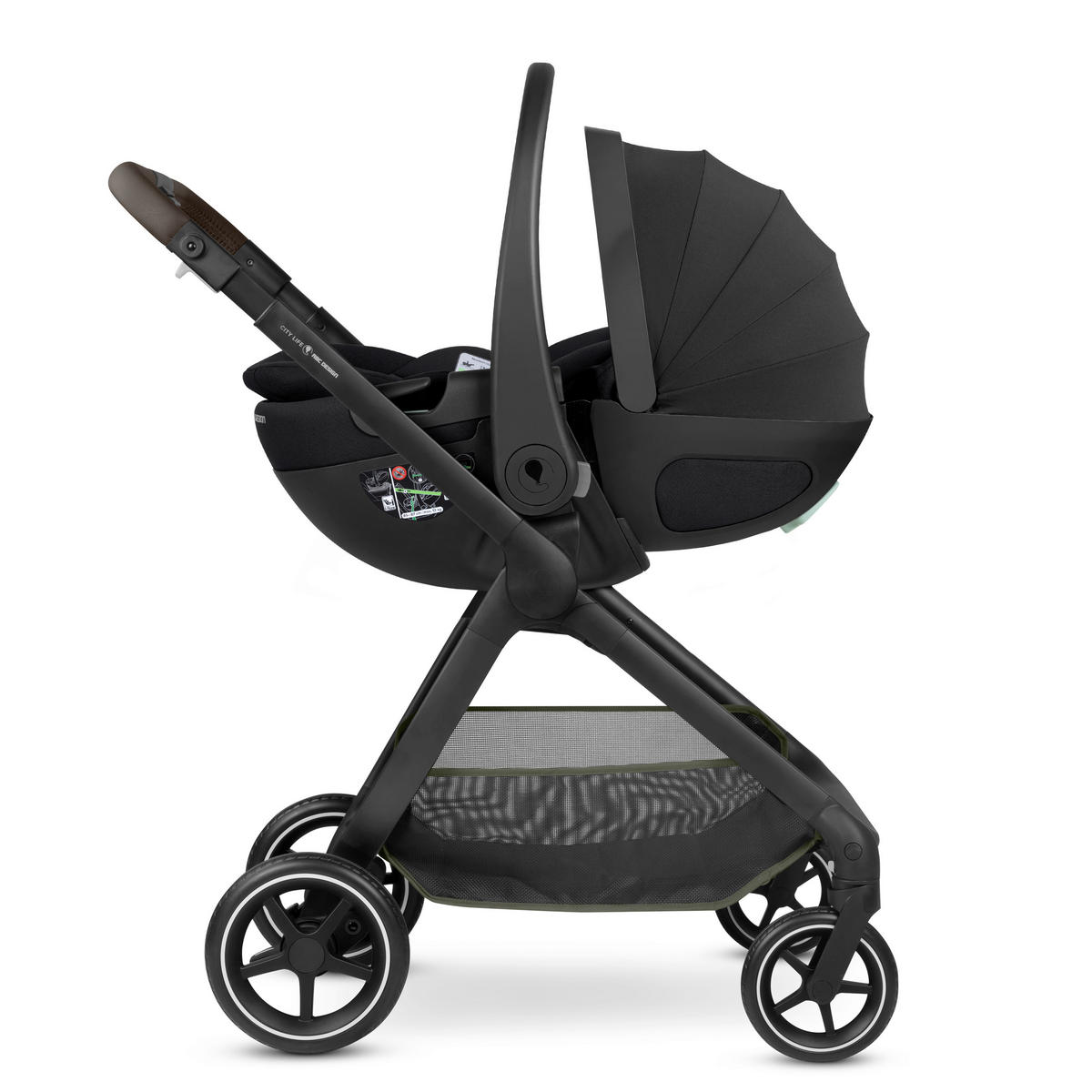 KINDERWAGENSET City Life 3in1 Set Calla  - Schwarz/Olivgrün, Basics, Textil/Metall (82/52/107.5cm) - ABC Design