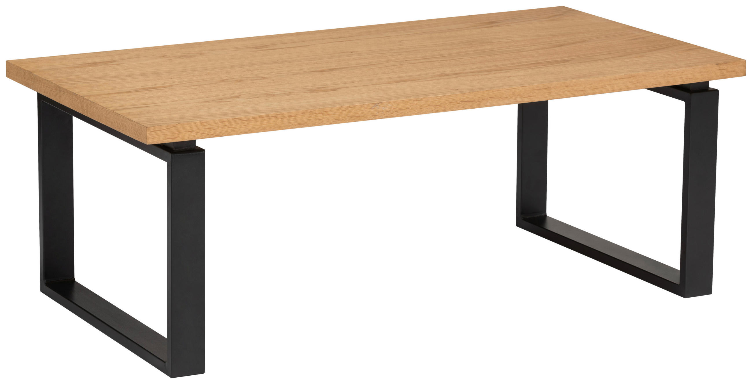 COUCHTISCH Eiche furniert rechteckig Naturfarben, Schwarz  - Schwarz/Naturfarben, Design, Holz/Holzwerkstoff (115/42,5/60cm) - MID.YOU