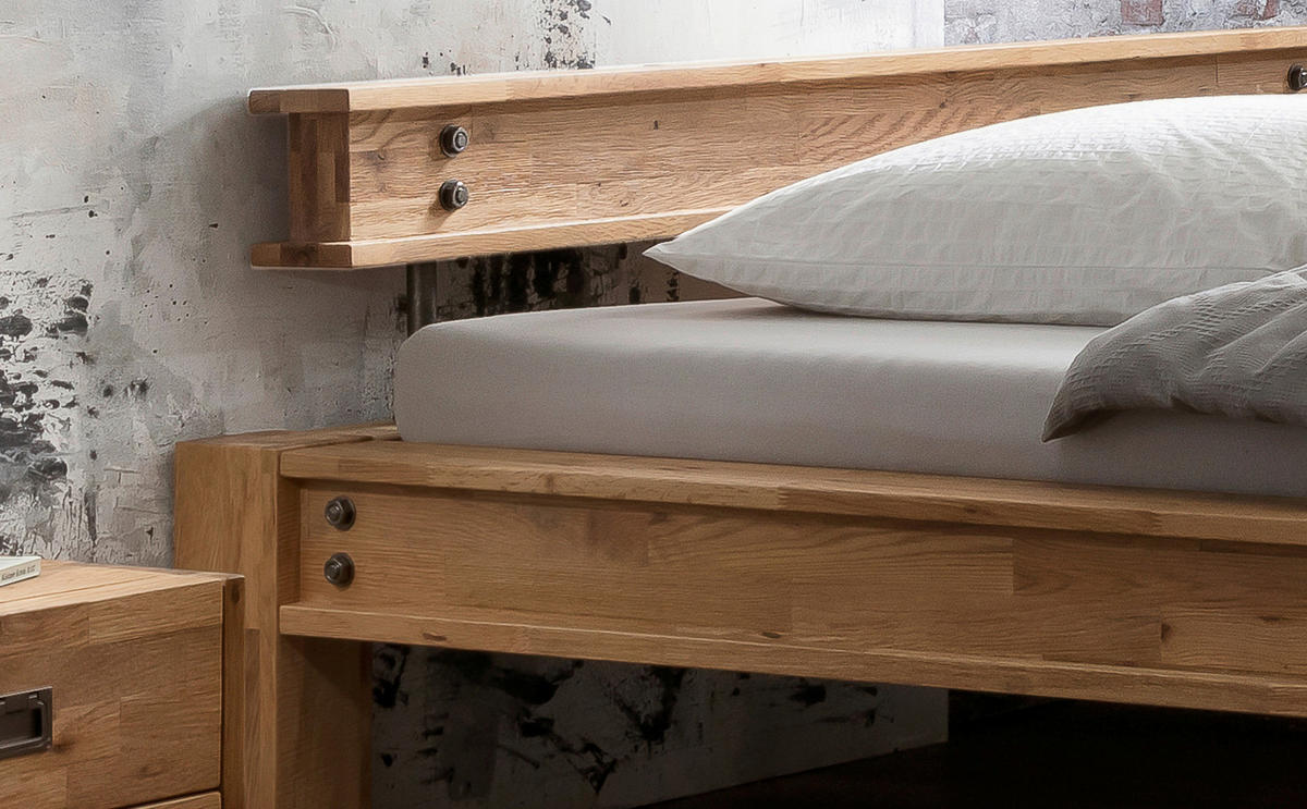 BALKENBETT 160/200 cm  in Braun, Eichefarben   - Eichefarben/Braun, Natur, Holz (160/200cm) - Hasena