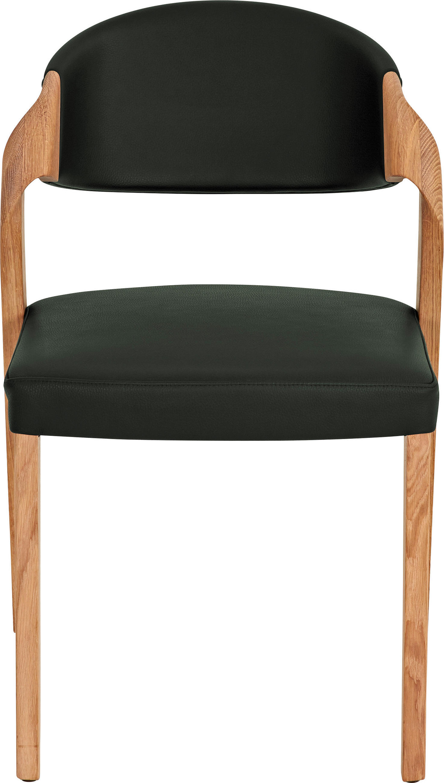 STUHL Echtleder Eichefarben, Dunkelgrün Altholz, Eiche massiv  - Dunkelgrün/Eichefarben, Natur, Leder/Holz (53/82/57cm) - Voglauer