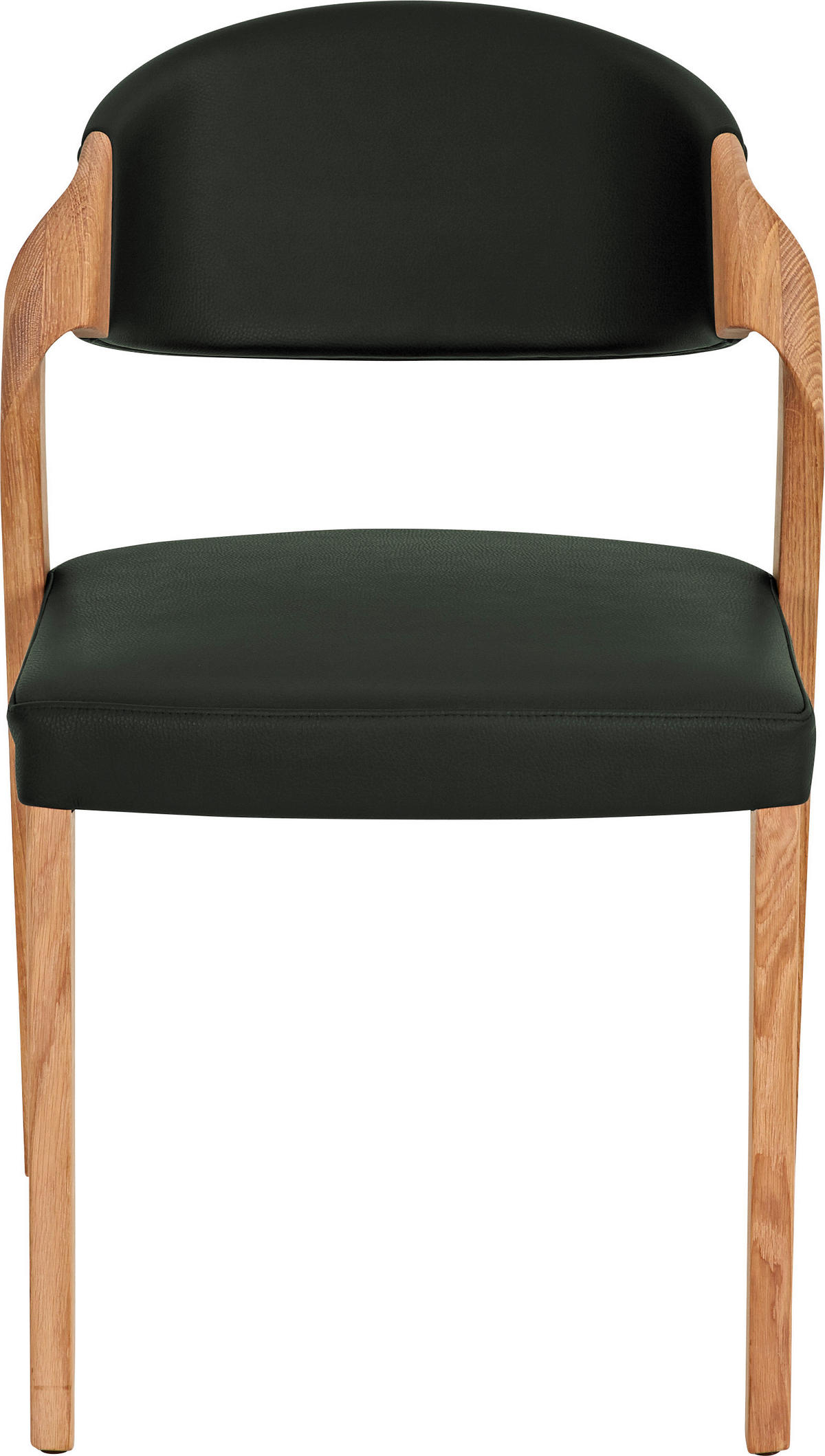 STUHL Echtleder Eichefarben, Dunkelgrün Altholz, Eiche massiv  - Dunkelgrün/Eichefarben, Natur, Leder/Holz (53/82/57cm) - Voglauer