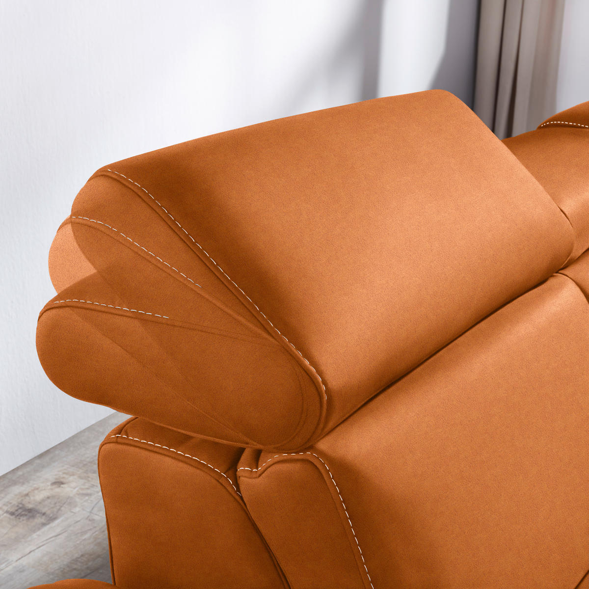ECKSOFA in Flachgewebe, Mikrofaser Terracotta  271/239 cm  - Beige/Terracotta, Design, Textil/Metall (271/239cm) - Cantus