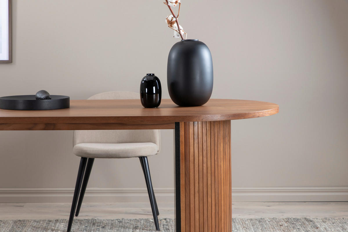 ESSTISCH furniert oval Naturfarben, Schwarz  - Schwarz/Naturfarben, Design, Holz/Holzwerkstoff (200/90/75cm) - Livetastic