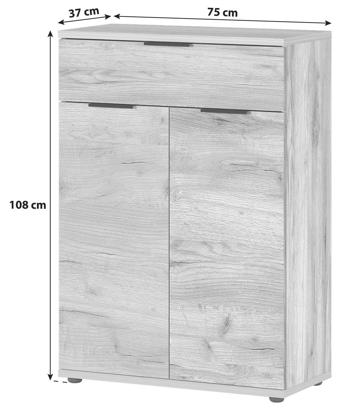 SCHUHSCHRANK Eichefarben  - Eichefarben/Schwarz, KONVENTIONELL, Holzwerkstoff/Kunststoff (75/108/37cm) - Germania
