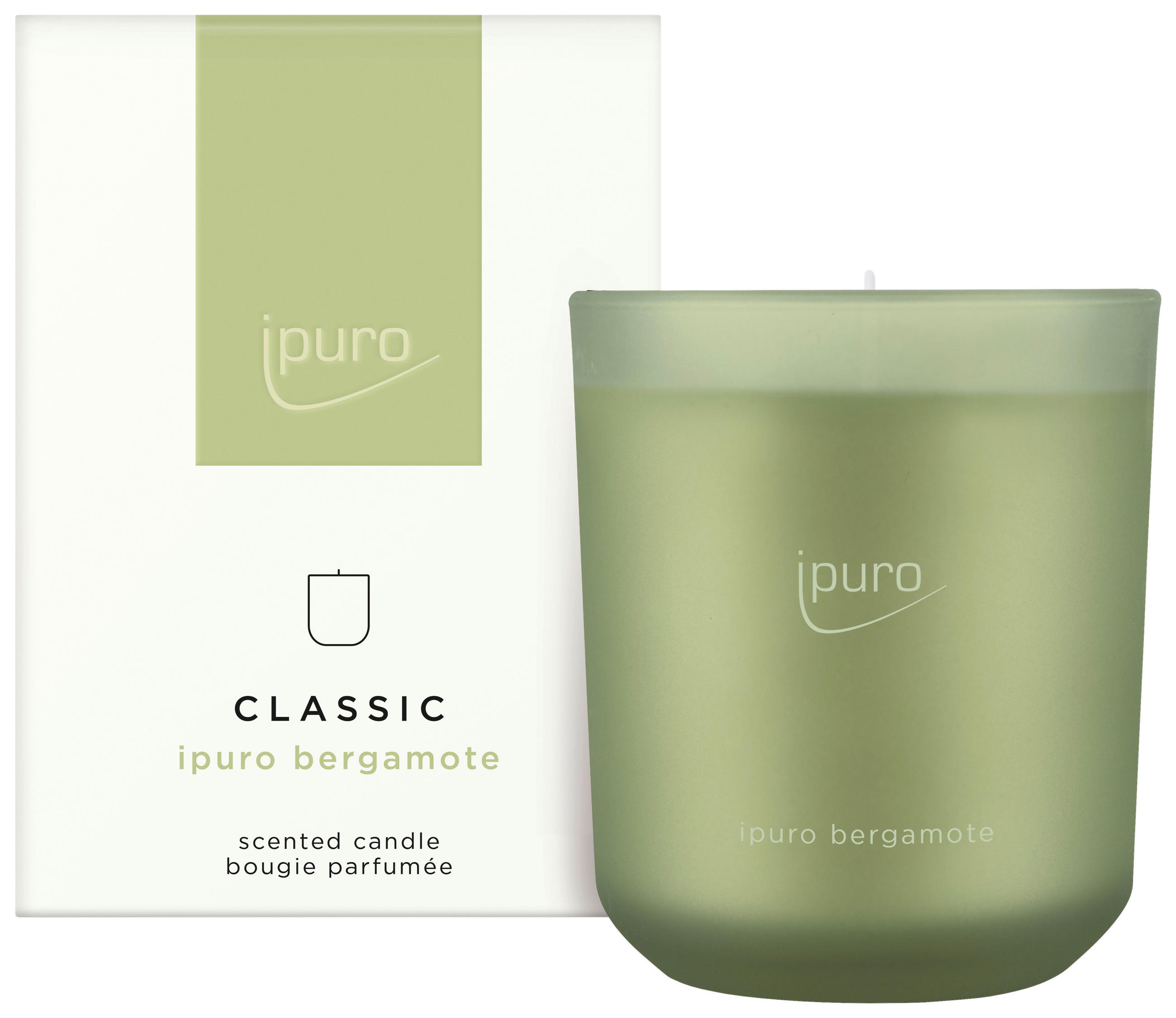 LJUS I GLAS  - grön, Basics, glas/paraffin (9/9/11,5cm) - Ipuro