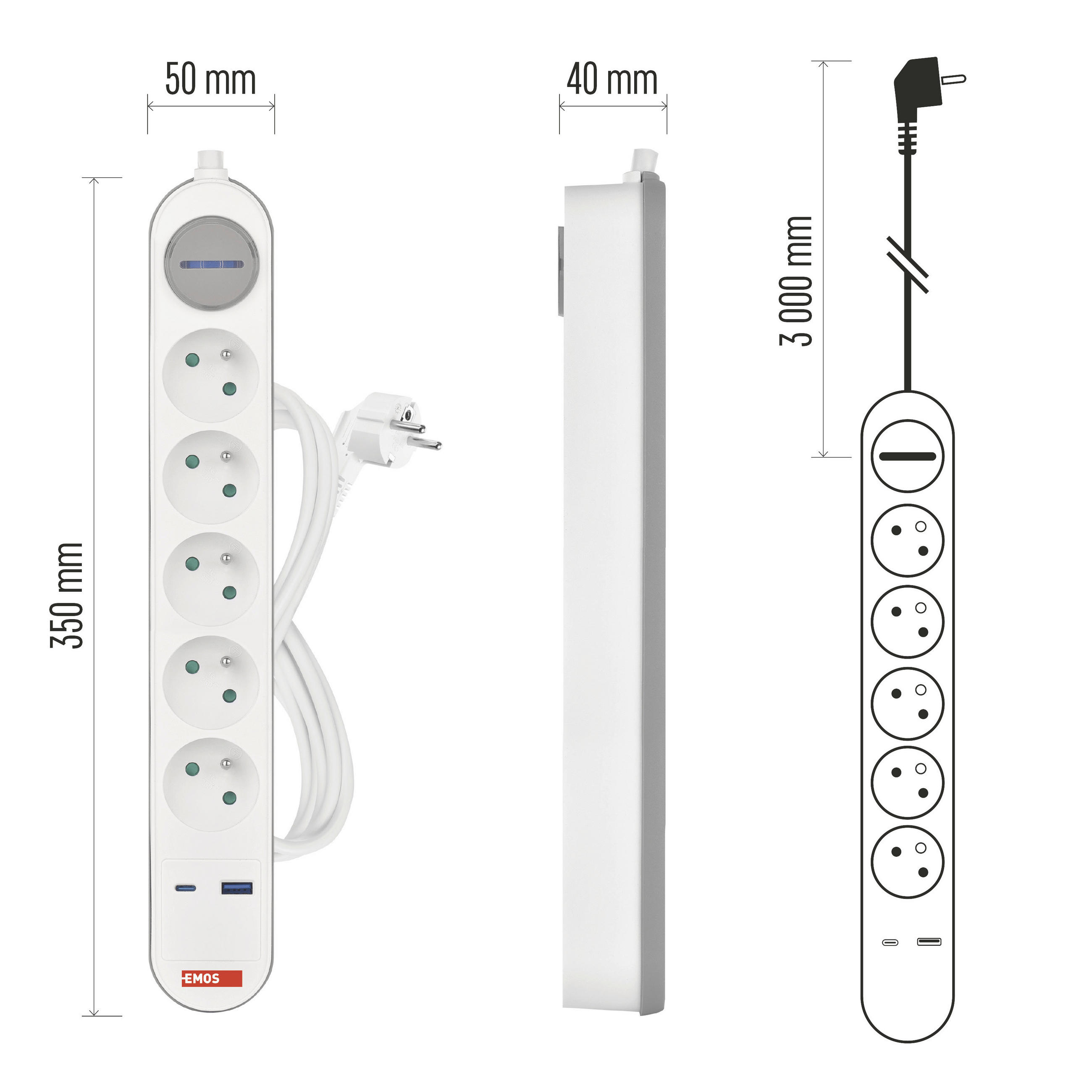 ZÁSUVKOVÁ LIŠTA   - červená, Basics, plast (5/35/4cm)