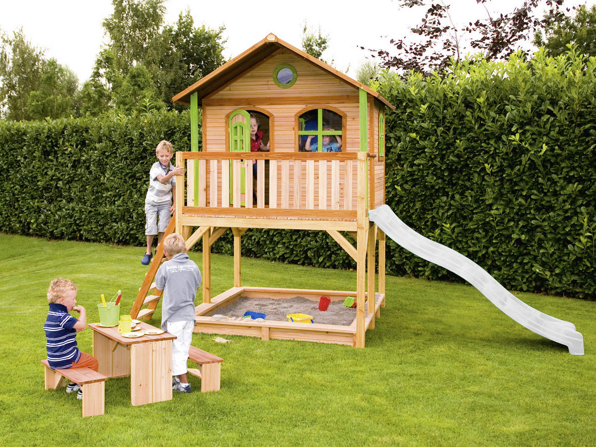 SPIELHAUS 432/293/212 cm  - Braun/Weiß, KONVENTIONELL, Holz (432/293/212cm) - Ambia Garden