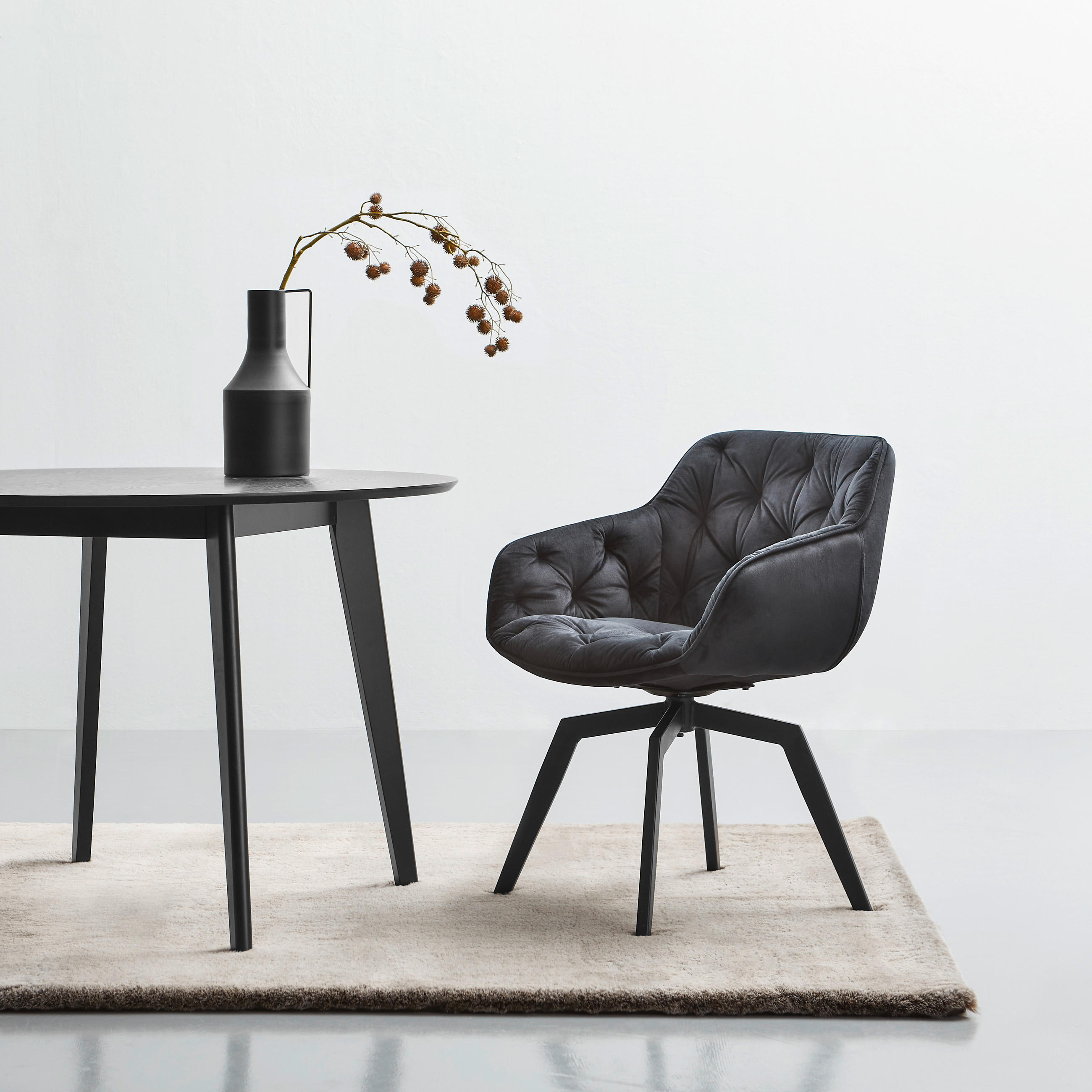 ARMLEHNSTUHL in Eisen Samt - Schwarz, MODERN, Holz/Textil (58/83/63cm) - Livetastic