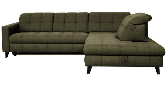 ECKSOFA in Webstoff Olivgrün 297/216 cm - Schwarz/Olivgrün, Design, Holz/Textil (297/216cm) - Xora