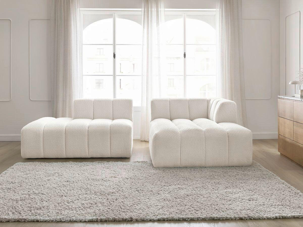 ECKSOFA  ANNECY Weiß Bouclé  - Schwarz/Weiß, MODERN, Kunststoff/Textil (262/170cm)