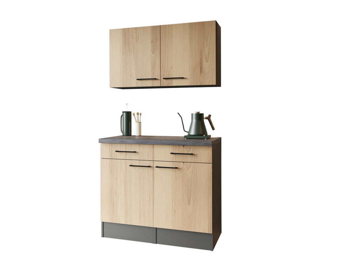 BUFFET 100/200/60 cm  in  - Schwarz/Eiche Artisan, Trend, Holzwerkstoff/Metall (100/200/60cm) - Respekta