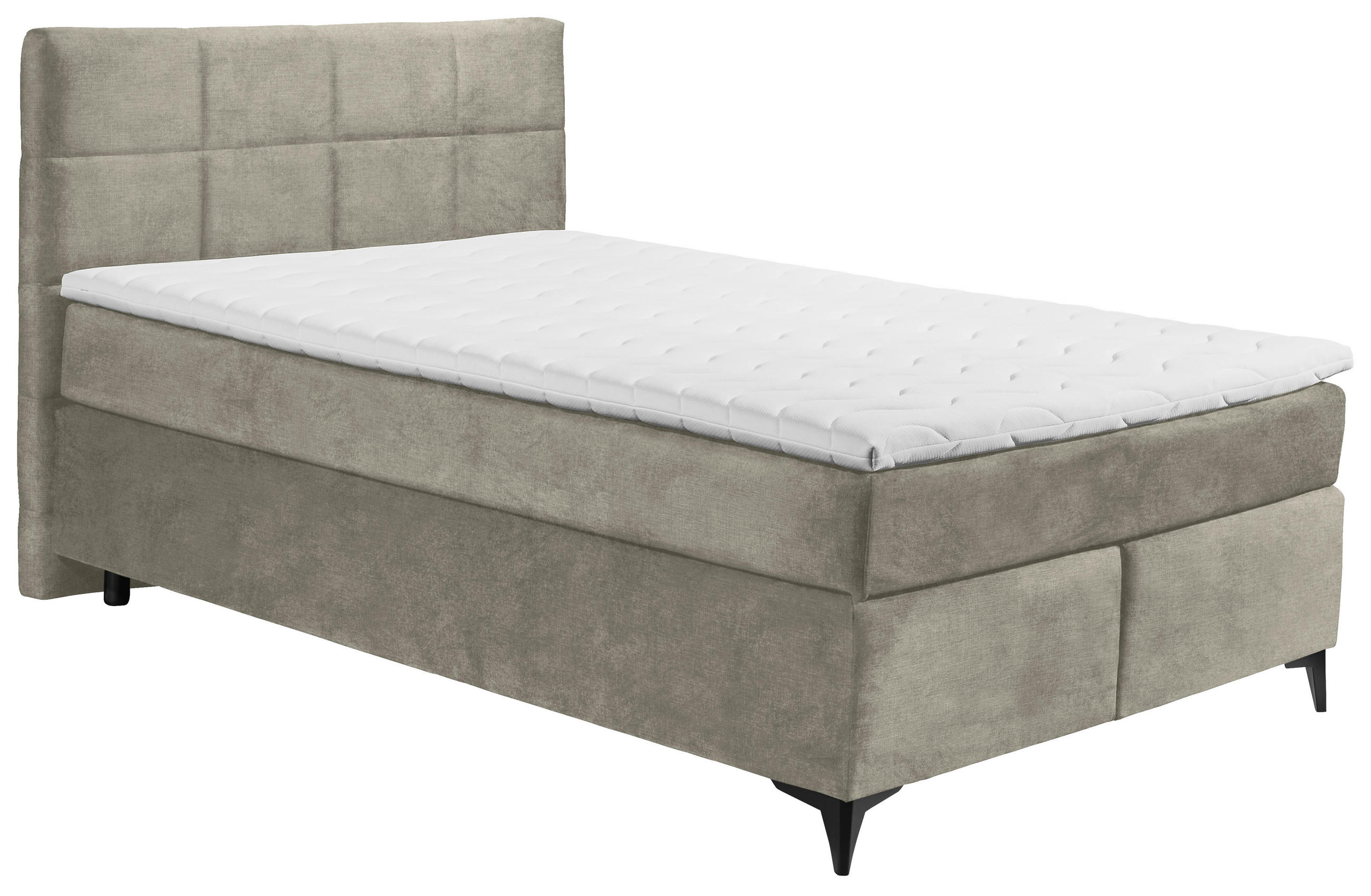BOXSPRINGBETT 140/200 cm  in Hellgrau  - Hellgrau/Schwarz, Design, Holzwerkstoff/Kunststoff (140/200cm) - Xora