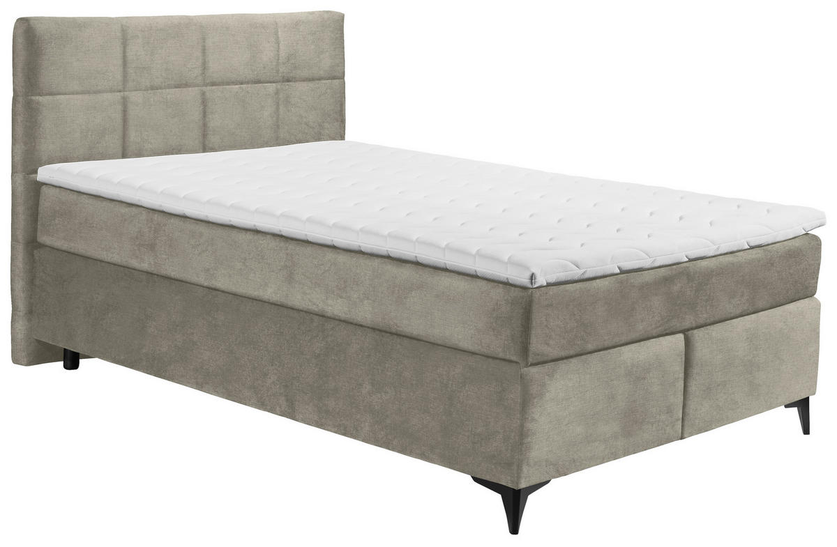 BOXSPRINGBETT 140/200 cm  in Hellgrau  - Hellgrau/Schwarz, Design, Holzwerkstoff/Kunststoff (140/200cm) - Xora