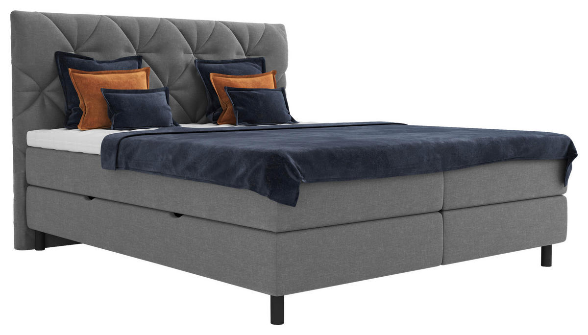 POSTELJA Z VZMETNICO 180 cm   x 200 cm  , tekstil siva  - črna/siva, Design, umetna masa/tekstil (180/200cm) - Esposa